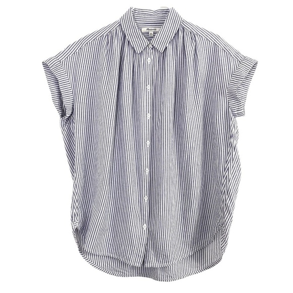 MADEWELL Central Shirt in Benton Stripe Blue Style G7334 - Picture 3 of 6
